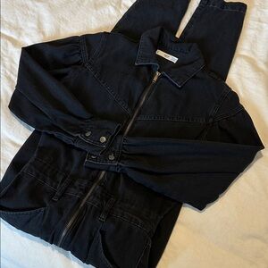 Mango Black Denim Jumpsuit